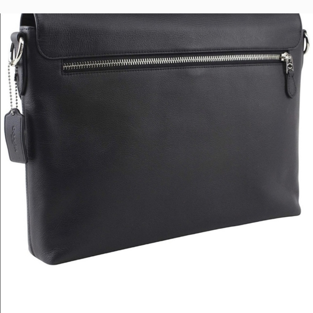 🖤🔹️ Coach 🔹️ Men Beckett Black Leather Briefcase Messenger Flap Crossbody - Picture 4 of 4